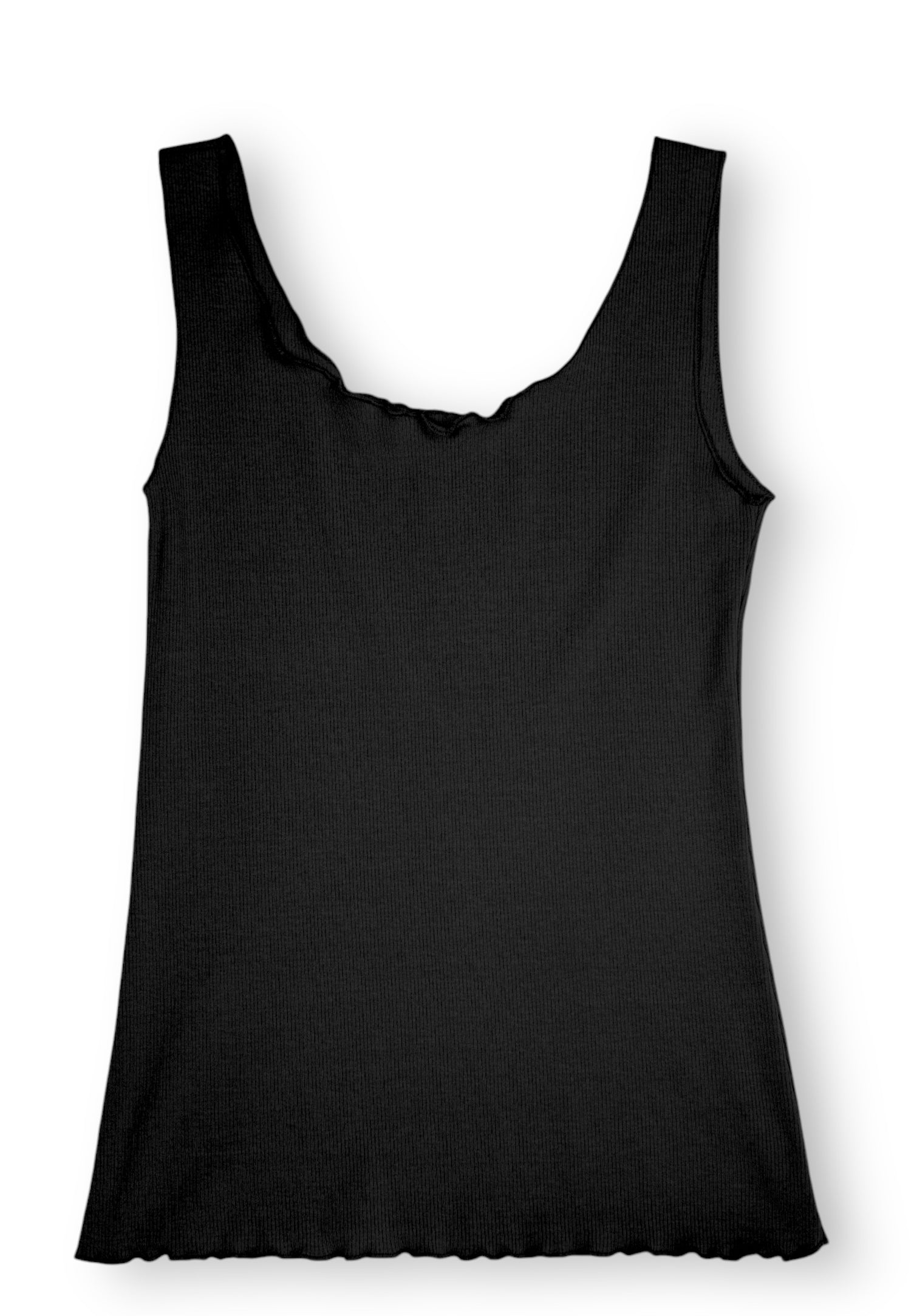 Maiou Fără Mâneci Din Viscoză cu Margini Ondulate – Slim Fit