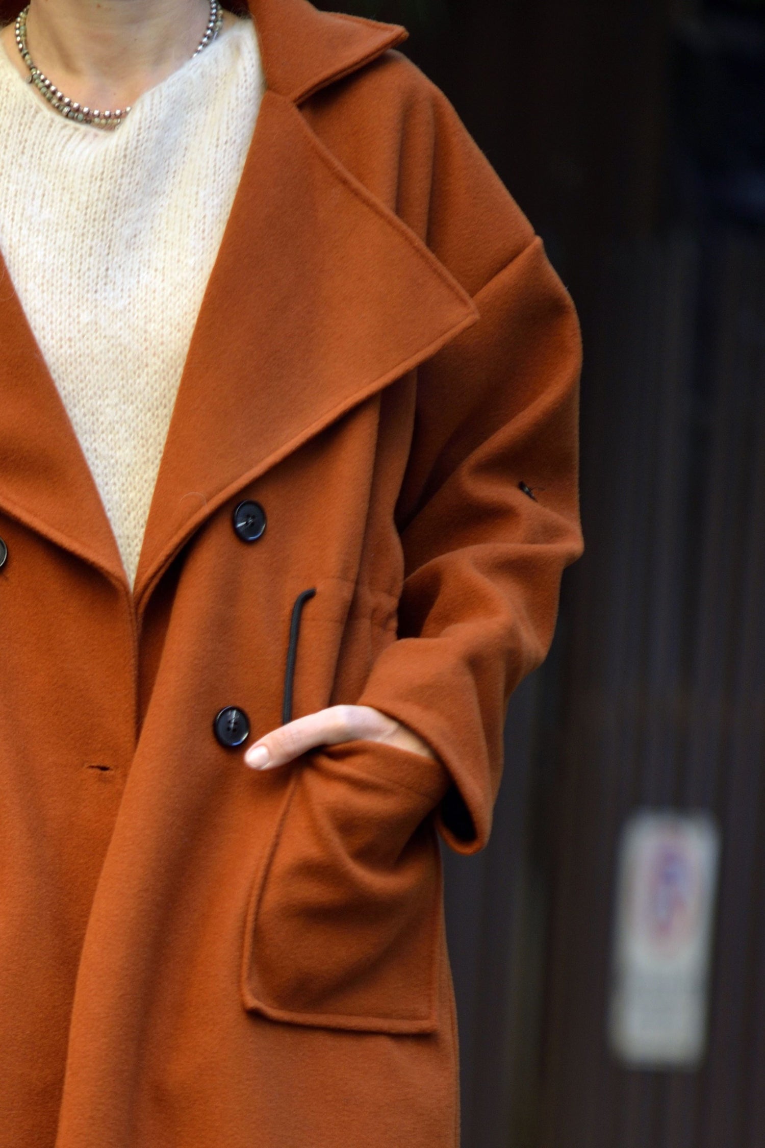 Palton Midi Oversized Cu Nasturi Și Cordon