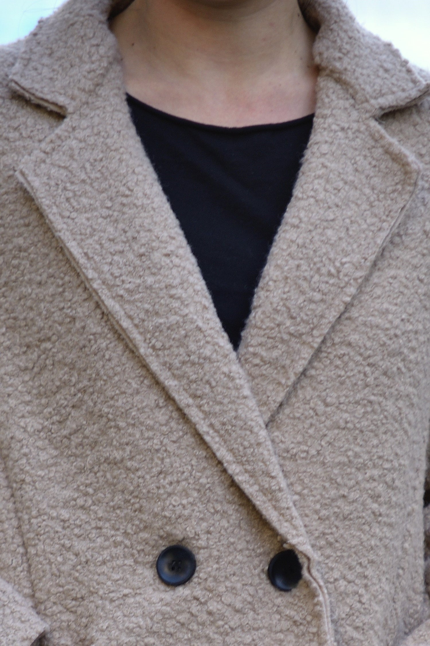 Palton Midi Boucle cu Buzunare Drepte