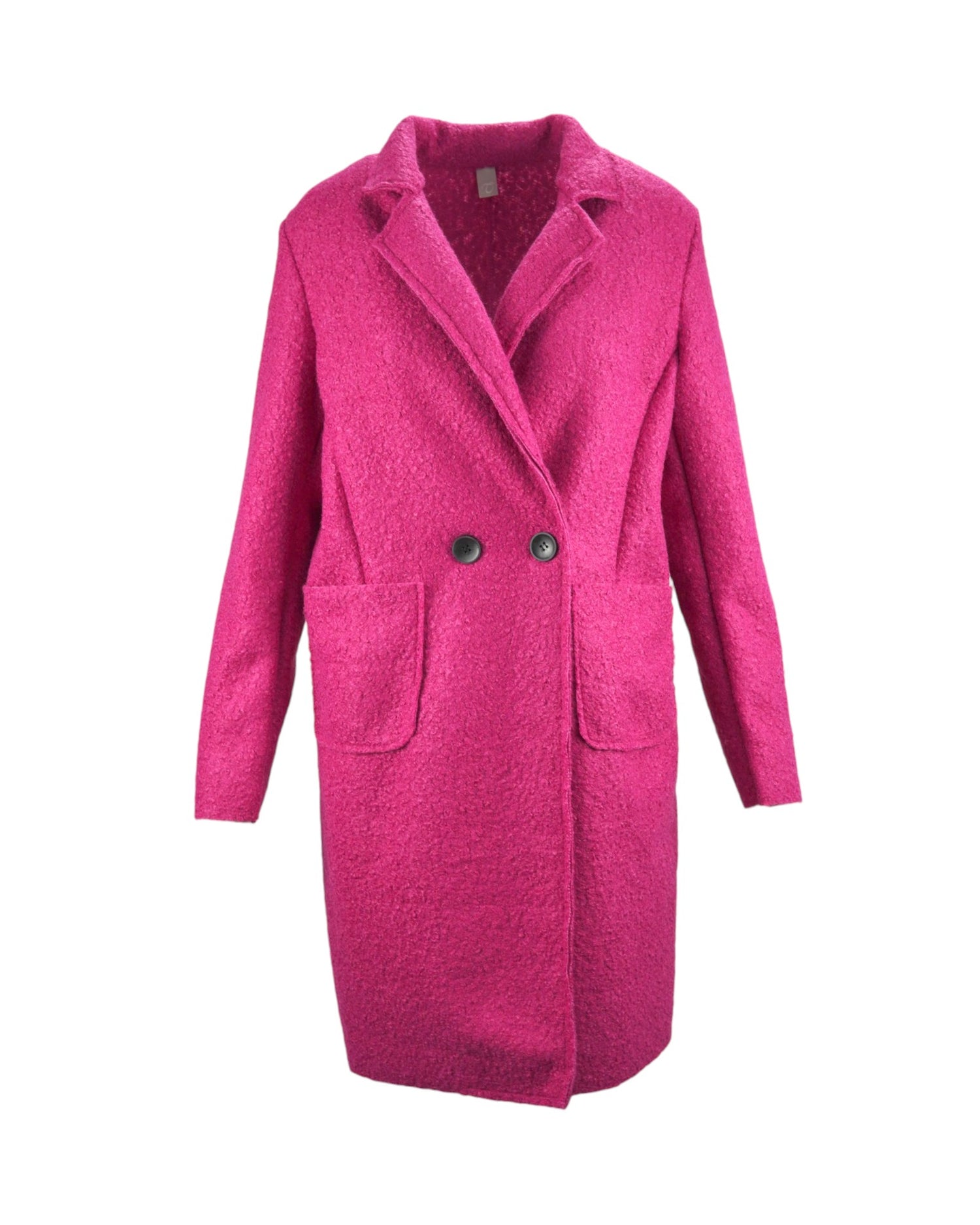 Palton Midi Boucle cu Buzunare Drepte