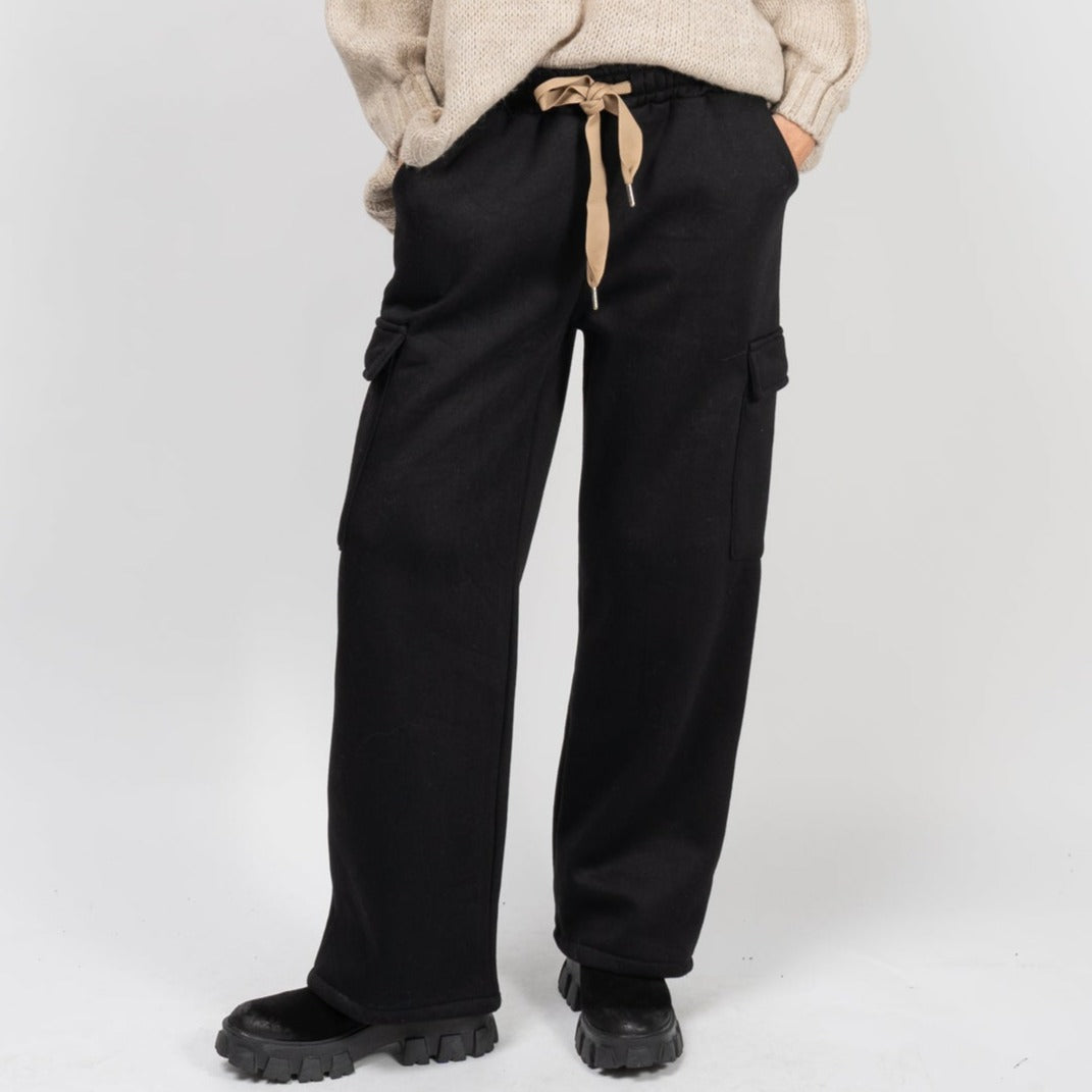 Pantaloni drepți cargo din 75% bumbac