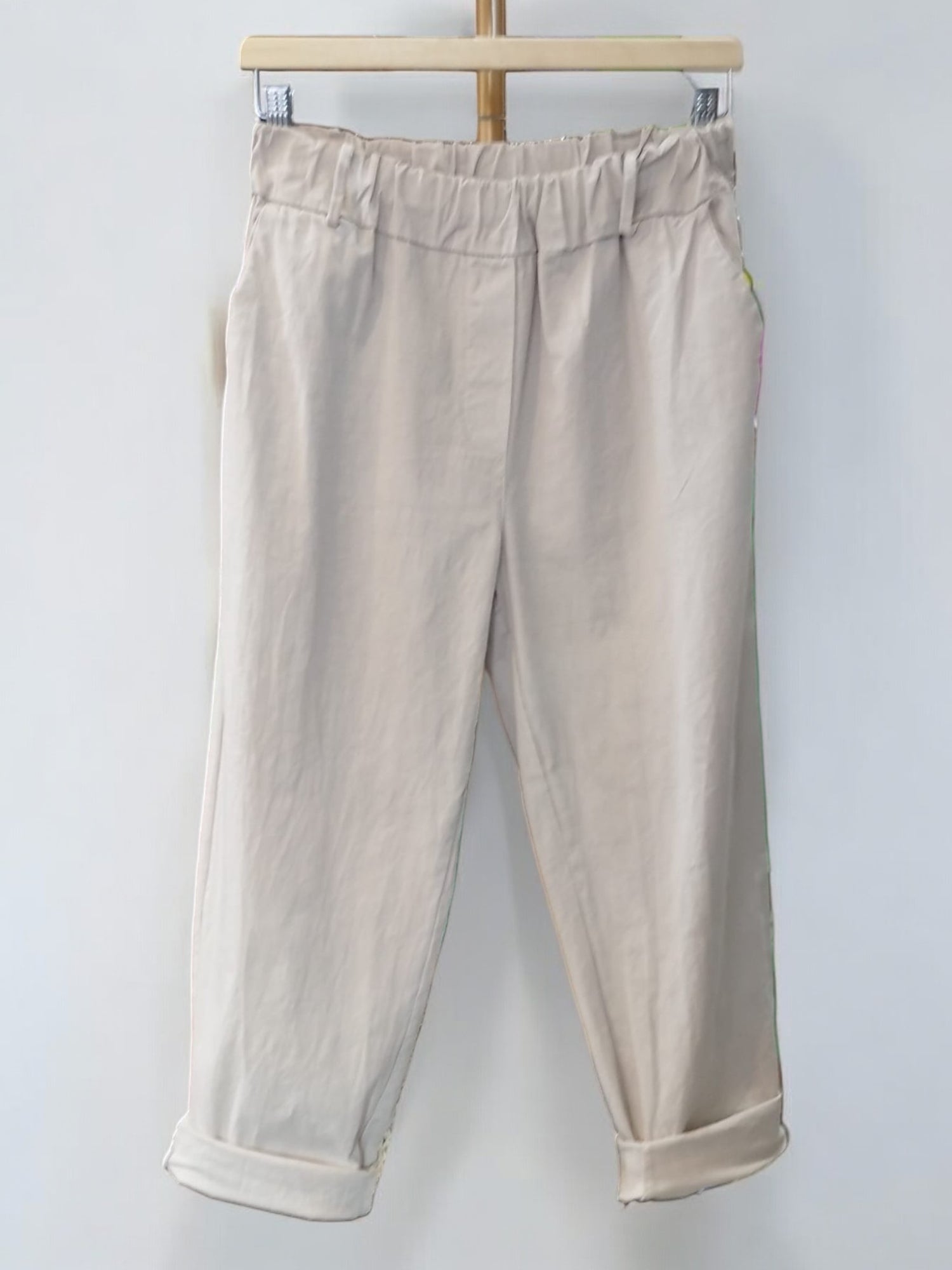 Pantaloni Conici Din Doc Elastic – Talie Medie cu Bandă Lată