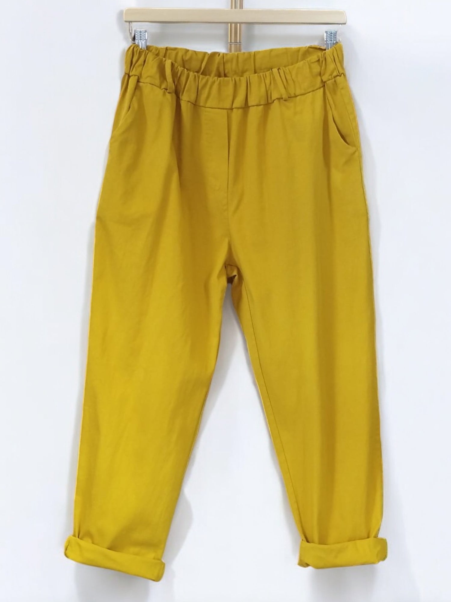 Pantaloni Conici Din Doc Elastic – Talie Medie cu Bandă Lată