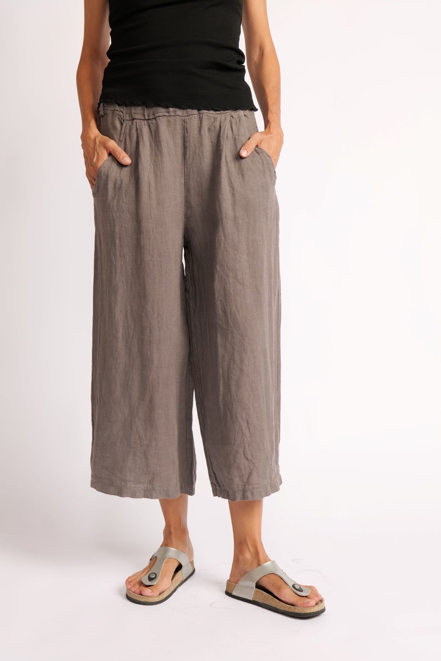 Pantaloni Din In Cu Bandă Elastică La Spate, Croială Lejeră, Talie Medie