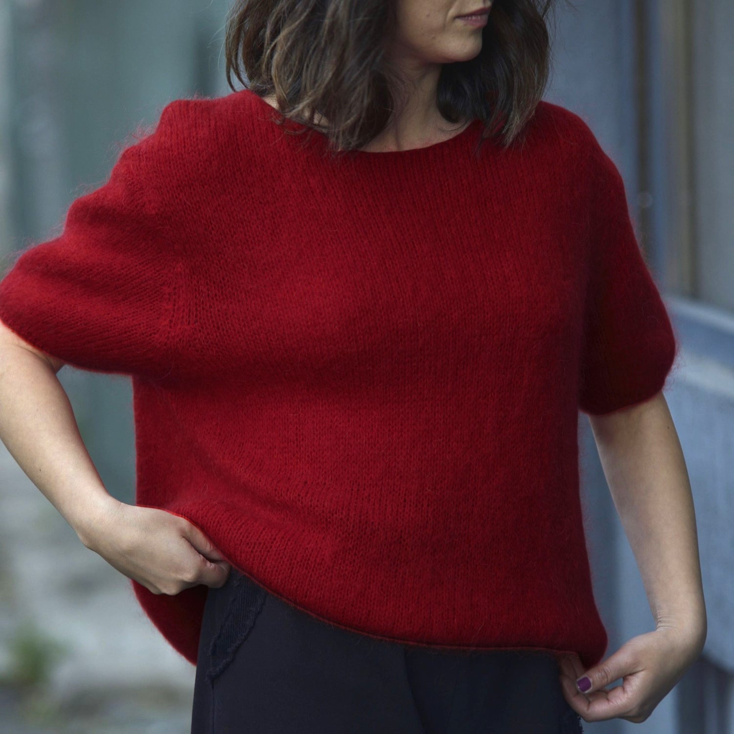 Pulover Cu Mânecă Scurtă Din Mohair