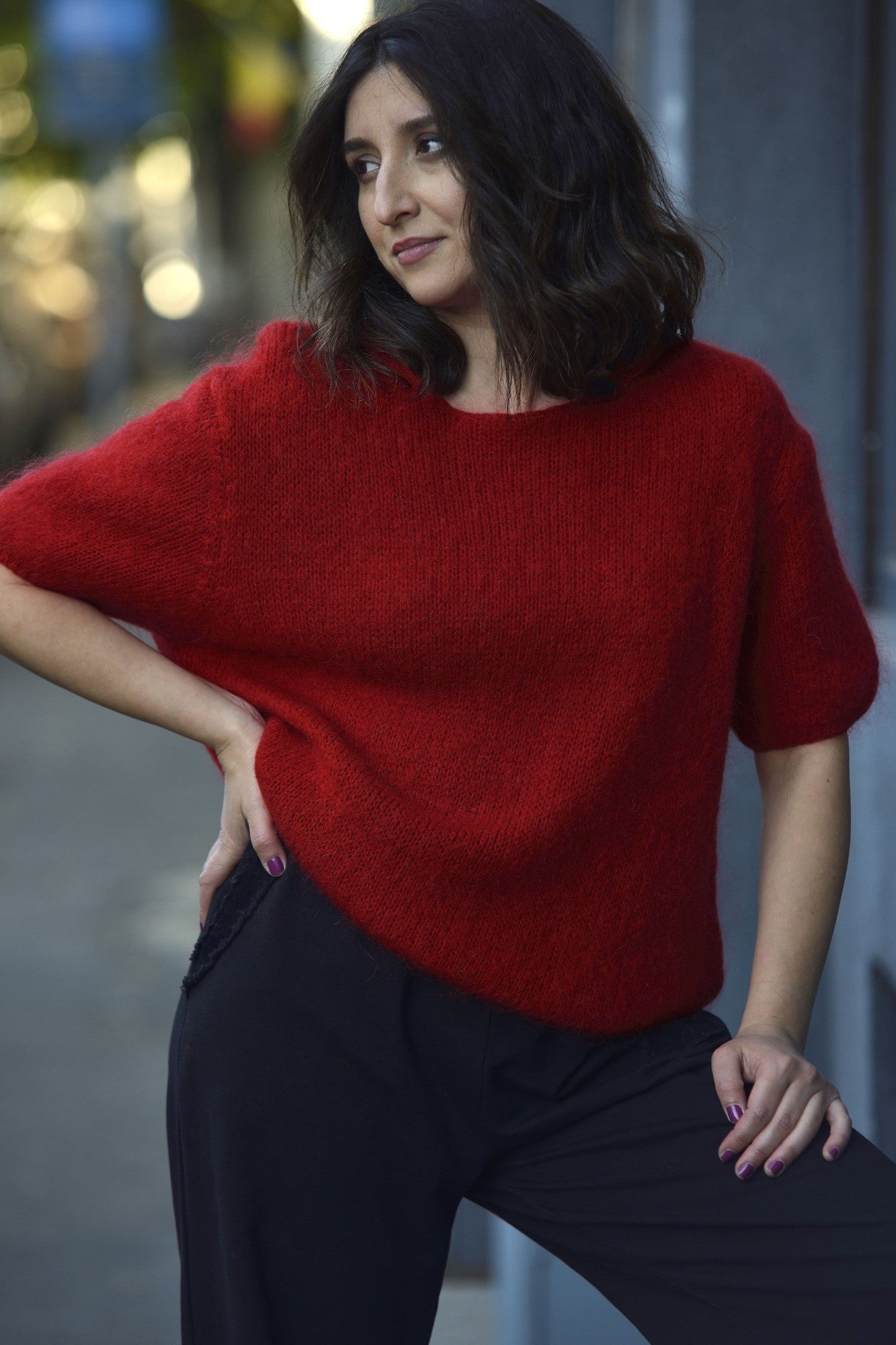 Pulover Cu Mânecă Scurtă Din Mohair