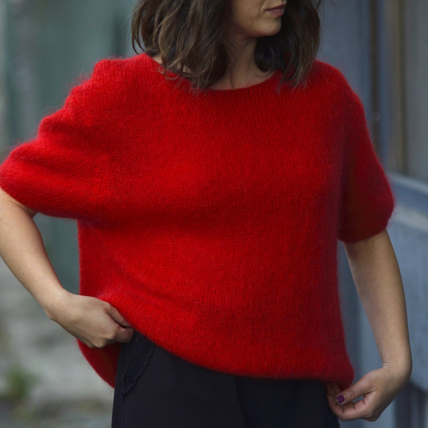 Pulover Cu Mânecă Scurtă Din Mohair