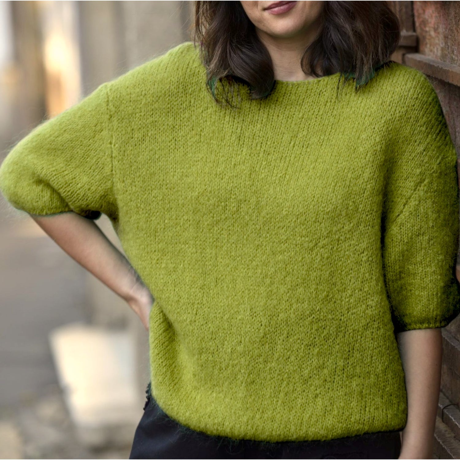 Pulover Cu Mânecă Scurtă Din Mohair