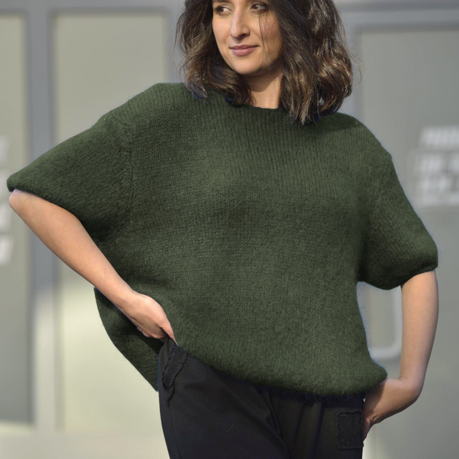 Pulover Cu Mânecă Scurtă Din Mohair