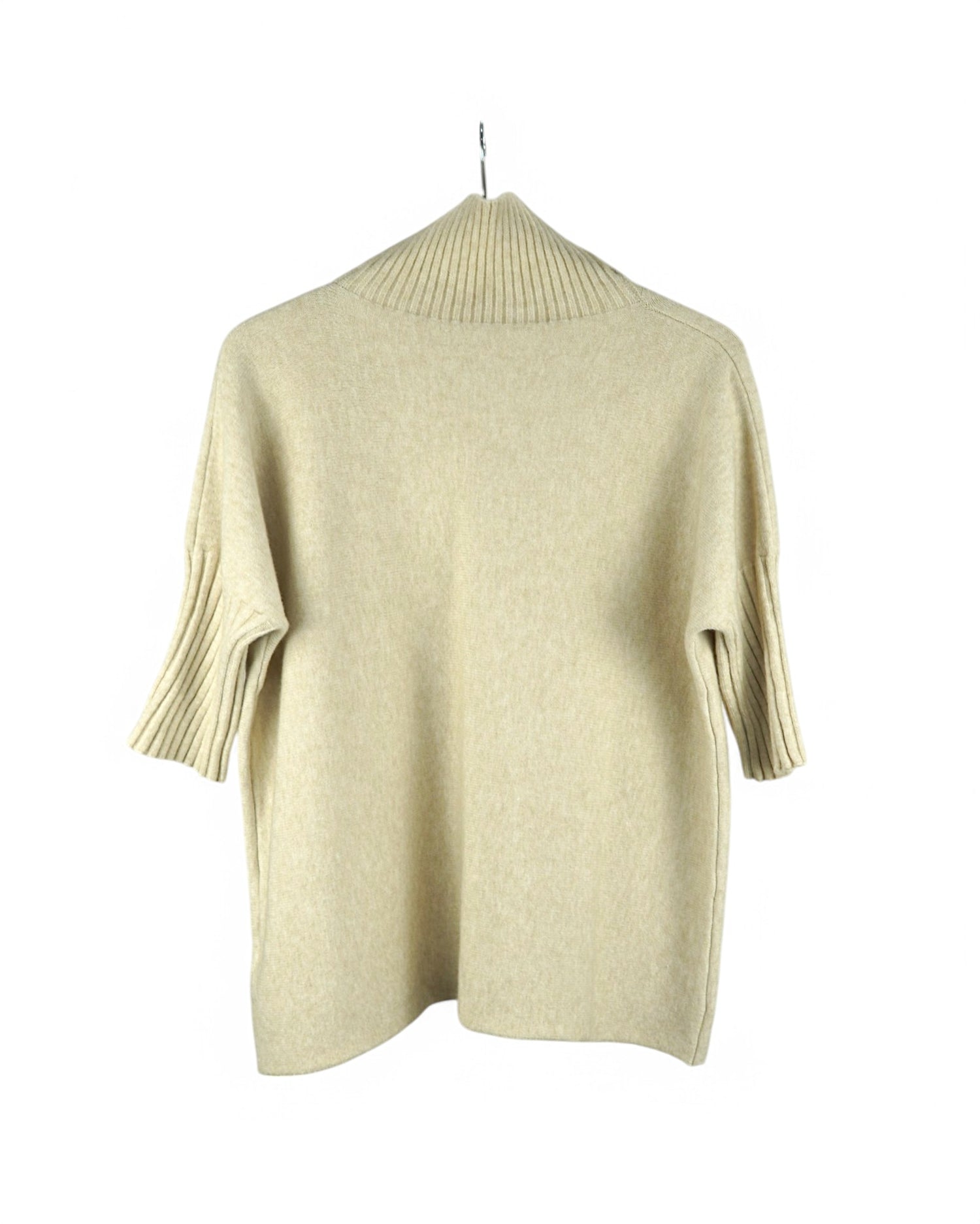 Pulover Tricot Soft cu Mâneci Scurte și Guler Turtle Neck