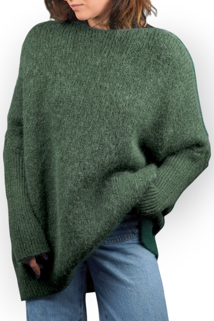 Pulover Oversize Fluffy cu Lână și Alpaca
