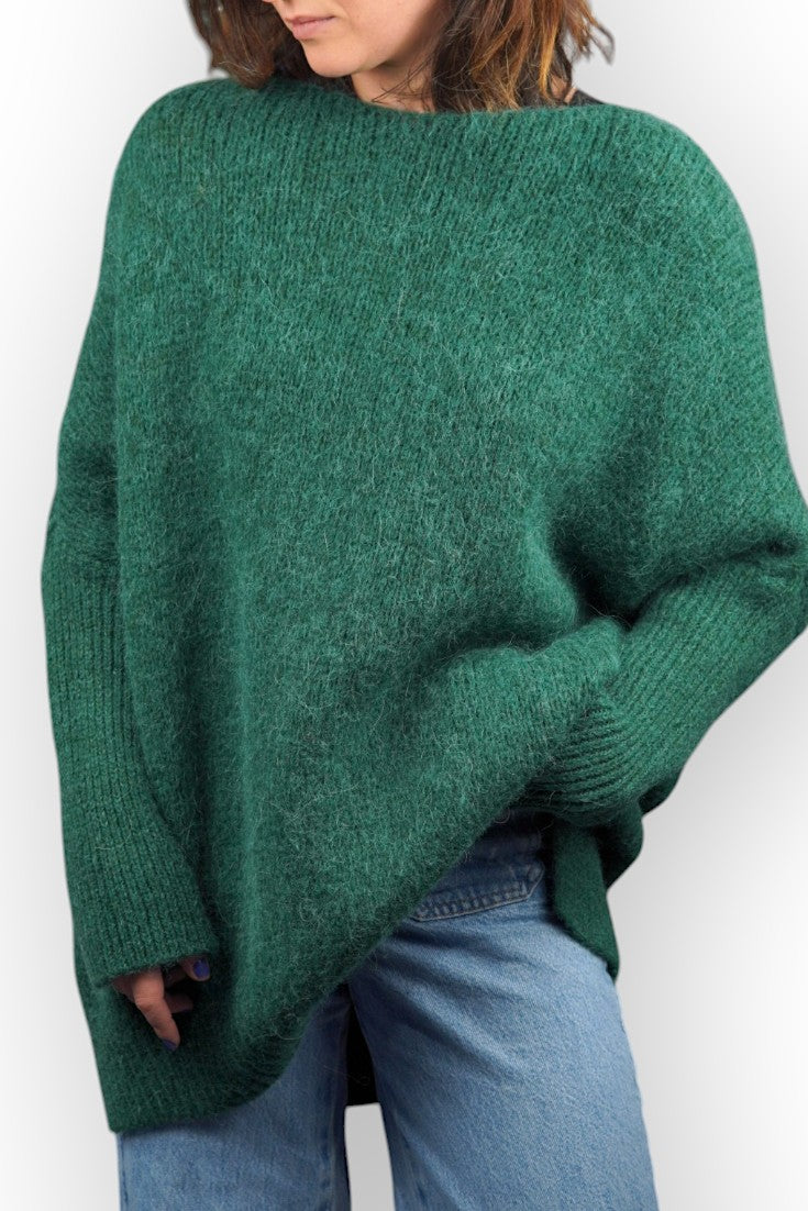 Pulover Oversize Fluffy cu Lână și Alpaca