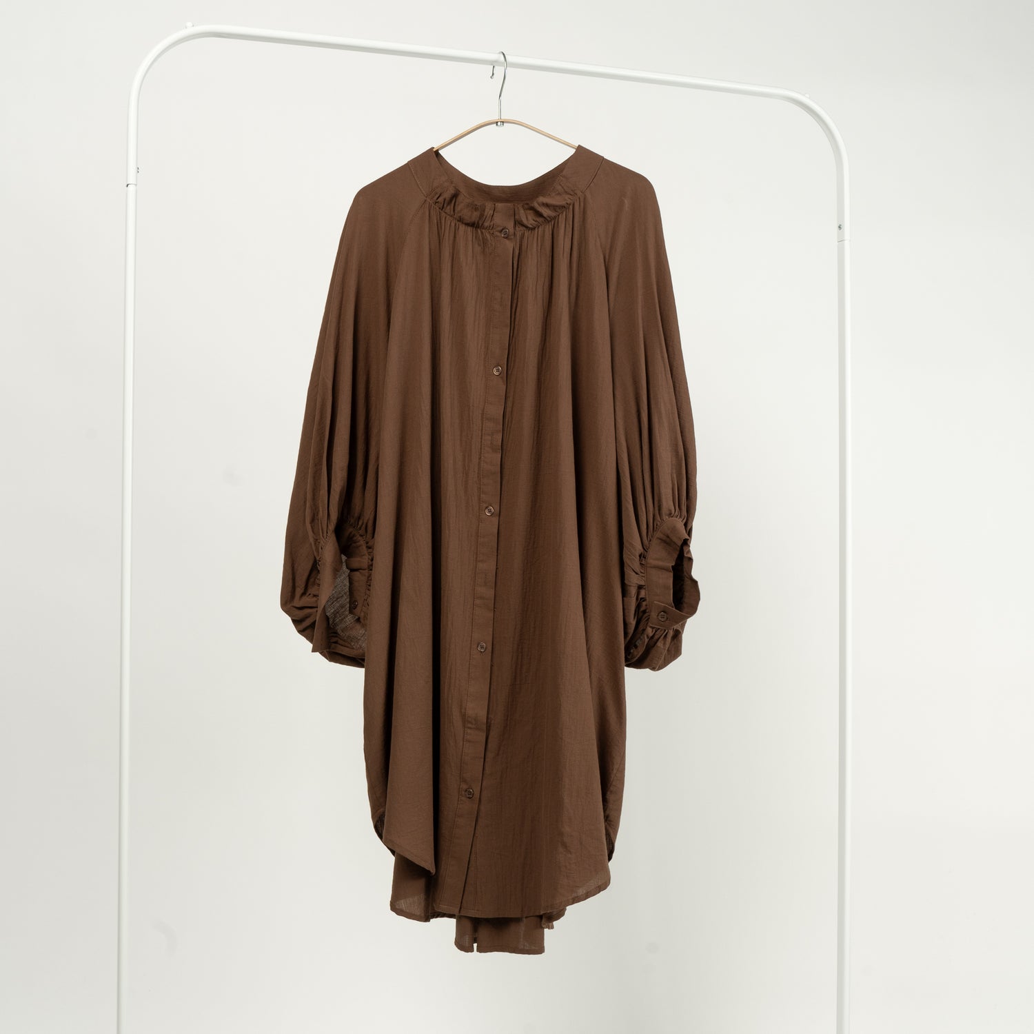 Rochie Tip Cămașă din Bumbac Fin, Croială Asimetrică