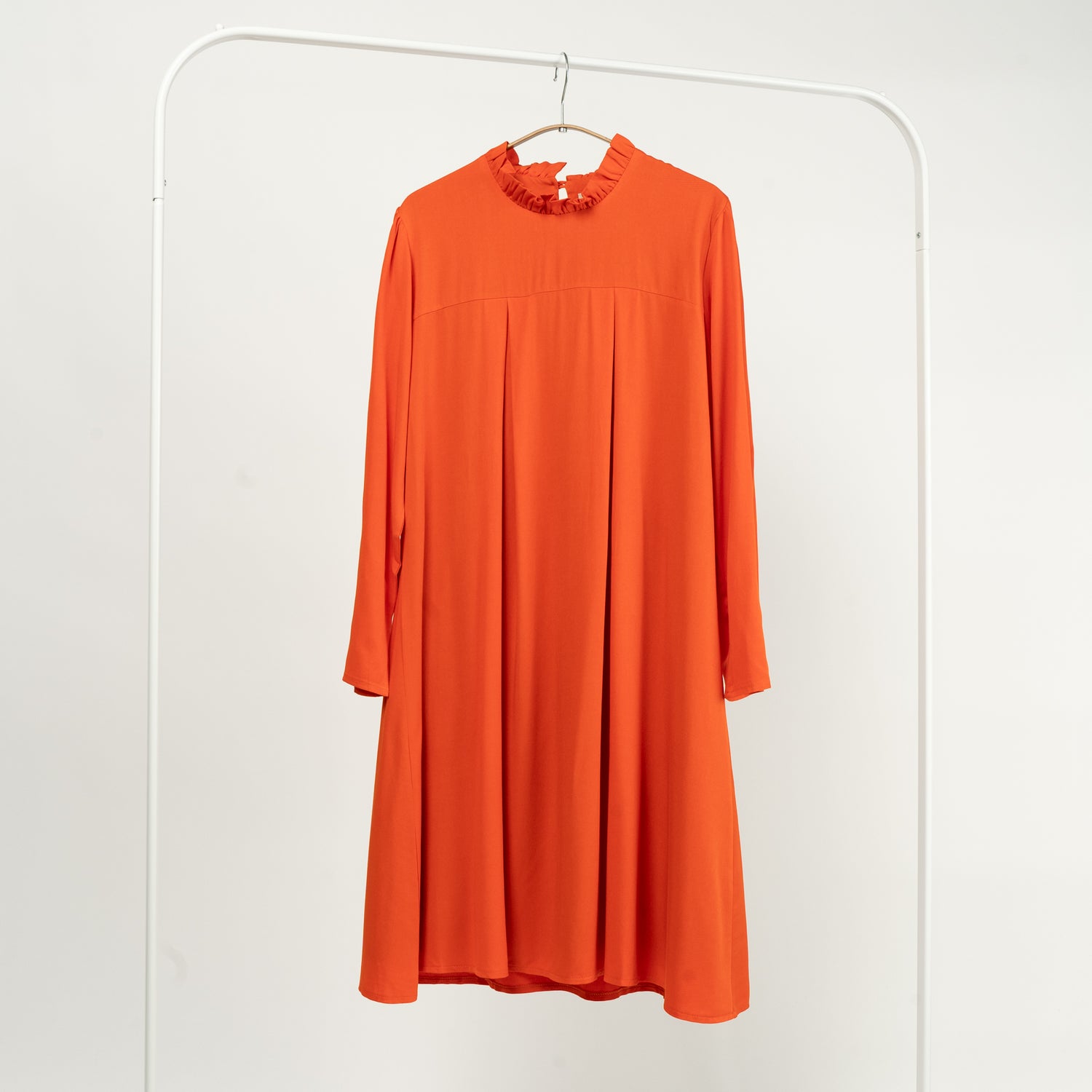 Rochie Midi Cloș cu Mâneci Lungi din Bumbac 100%