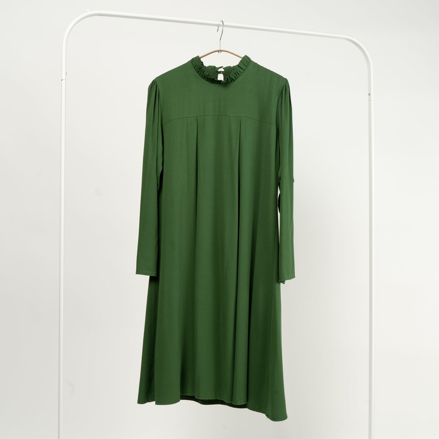 Rochie Midi Cloș cu Mâneci Lungi din Bumbac 100%