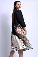 Rochie midi neagră cu imprimeu Amalfi în mișcare