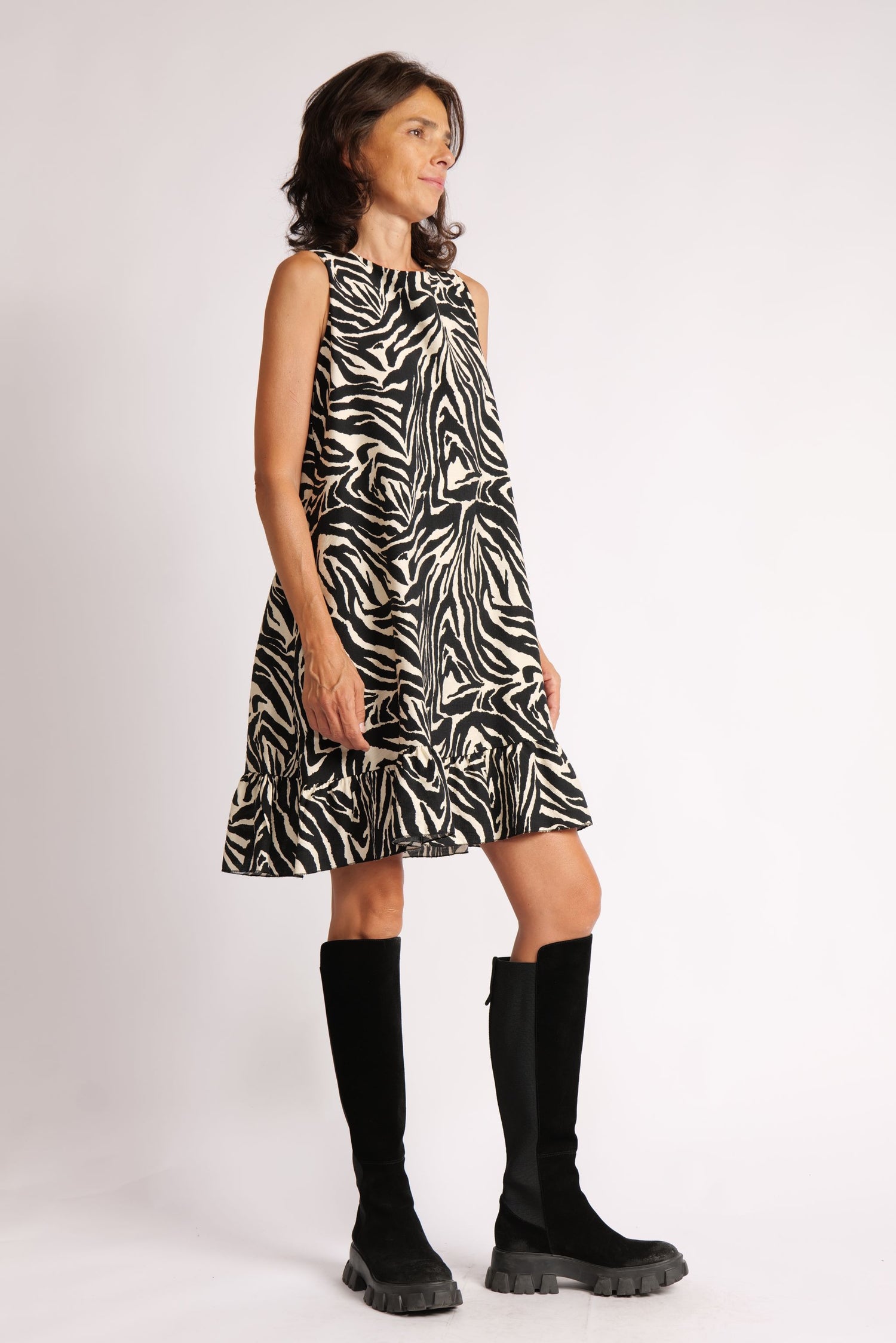 Rochie Animal Print Din Viscoză – Croială Lejeră Tip A