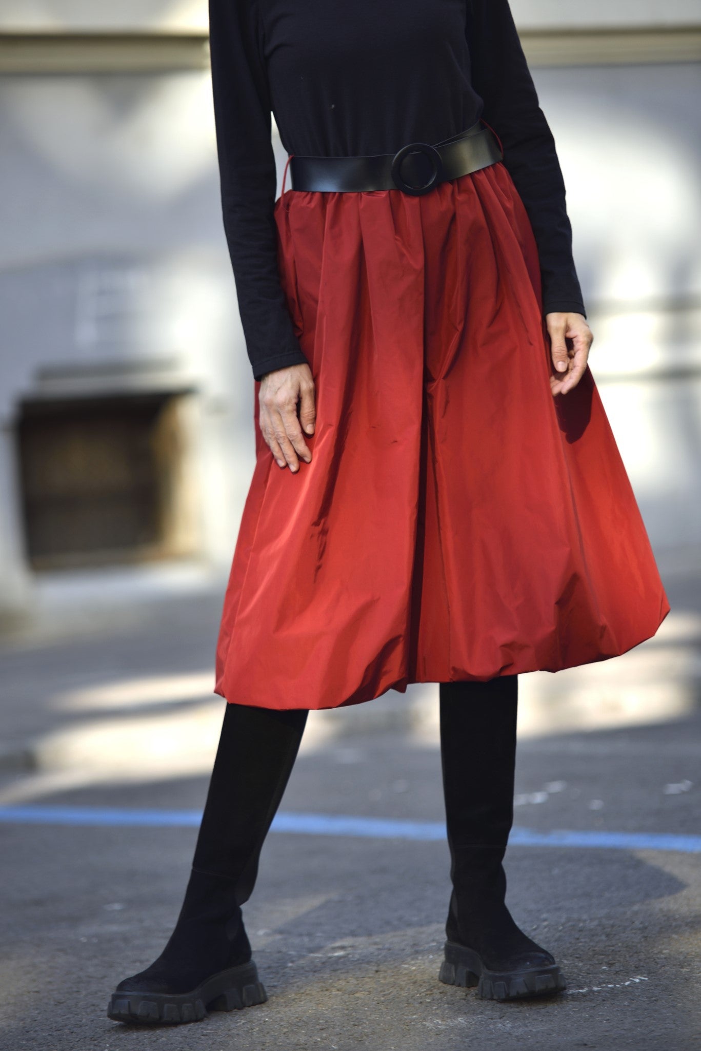 Rochie Tip Balon Din Jerseu Cu Tafta
