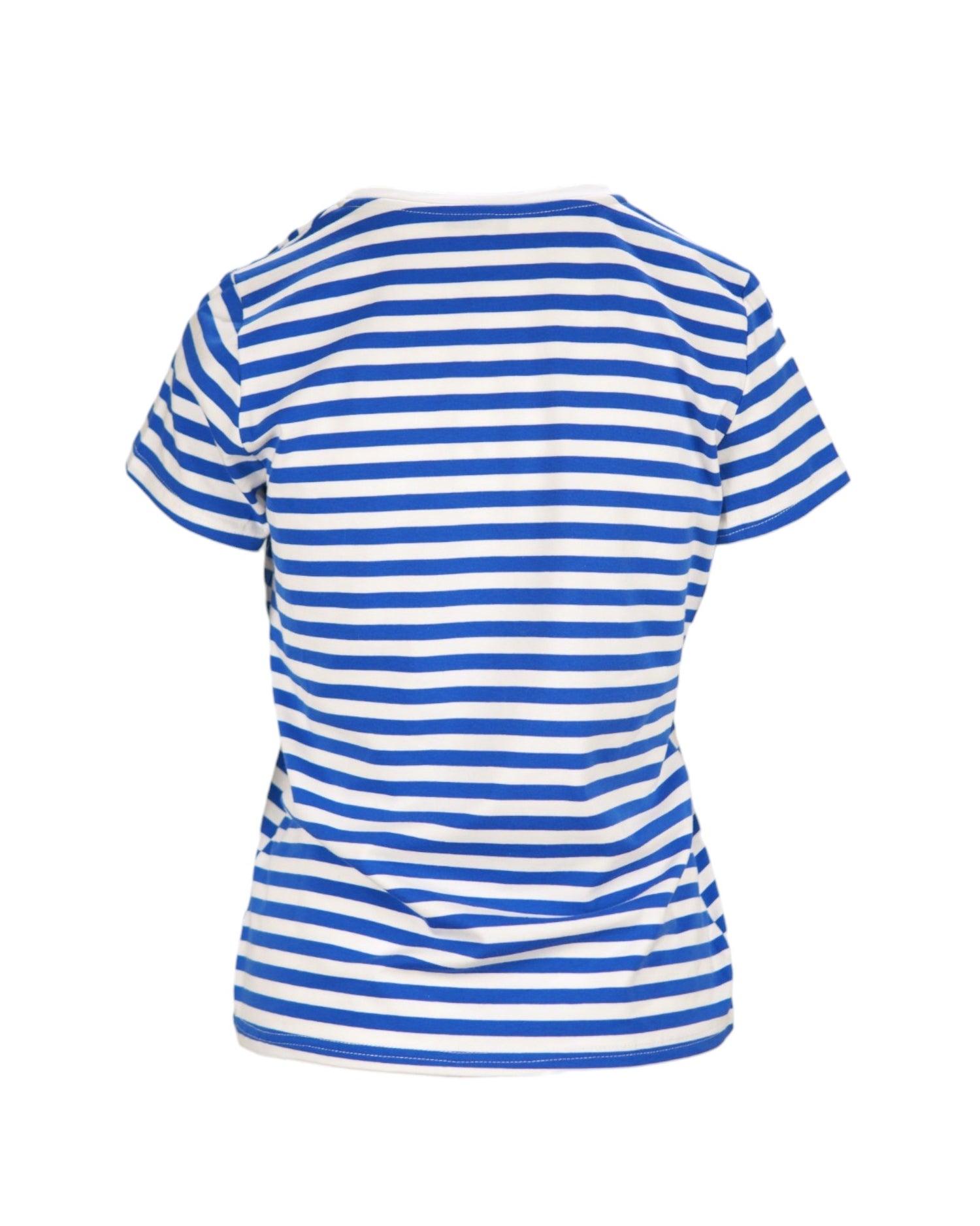 Tricou cu dungi alb-albastru, cu inima brodată pe partea stângă