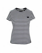 Tricou cu dungi alb-negru, cu inima brodată pe partea stângă