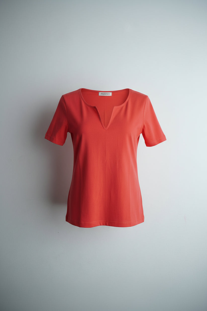 Tricou roșu damă cu decolteu în V mic